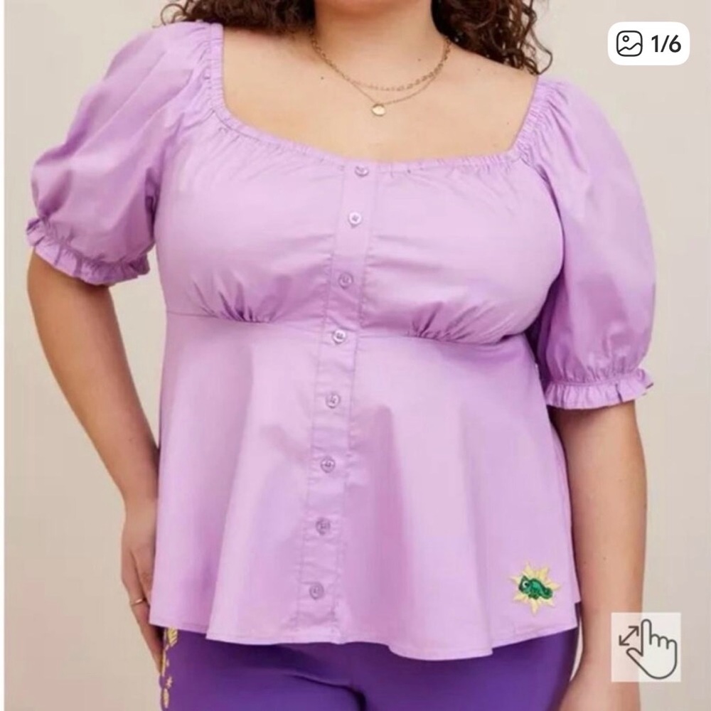 Torrid x Disney Tangled Rapunzel Peplum Lavender Top, Size 3, 22/24